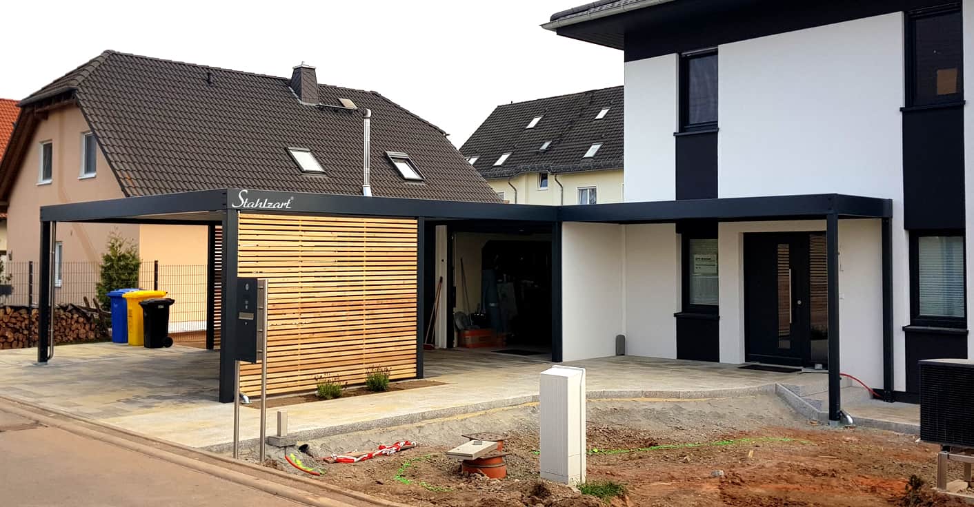Carport Hauswand Haus Anbau Luxemburg · modern · STAHLZART