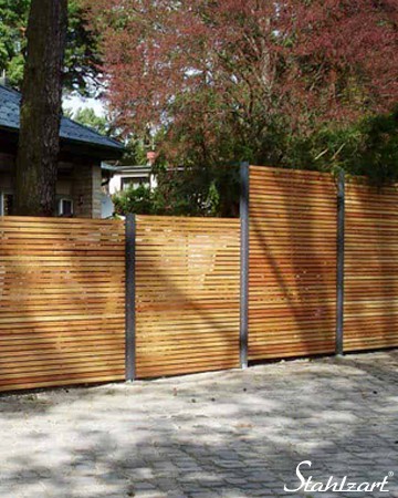 Sichtschutz mit Holzelement  Woodsteel - Schönes für Haus und Garten