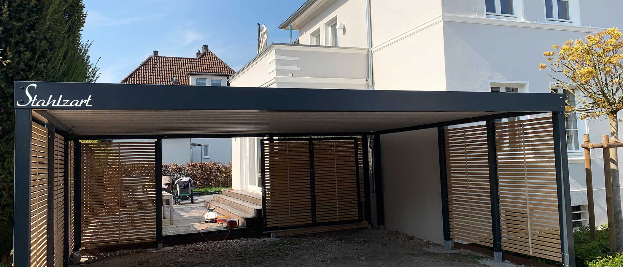 carport-3m-hoch-dopppel-holz-stahl-metall-carports-fuer-wohnmobil-doppelcarport-mit-sichtschutz-zaun-laerche-modern-kaufen-stahlzart