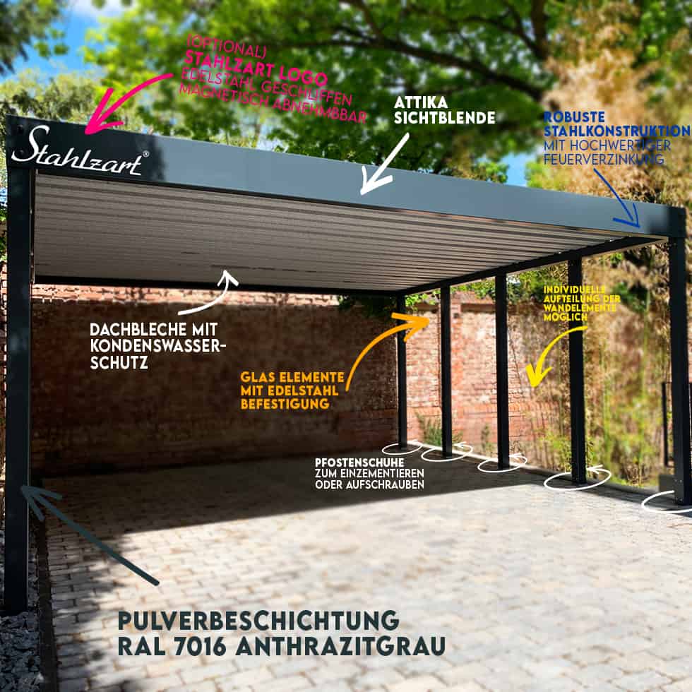 carport-nach-mass-doppelcarport-carports-masse-doppelcarports-seitenwand-glas-edelstahl-metall-stahl-planung-lösung-individuell-garage-flachdach-anthrazit-stahzart