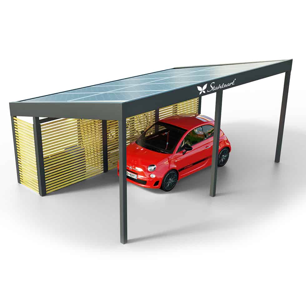solar-carport-mit-schraegdach-solar-carports-e-fahrzeuge-pv-anlage-solarcarport-strom-solaranalge-carportdach-e-auto-fiat-500e-holz-metall-mit-schuppen-design-stahlzart