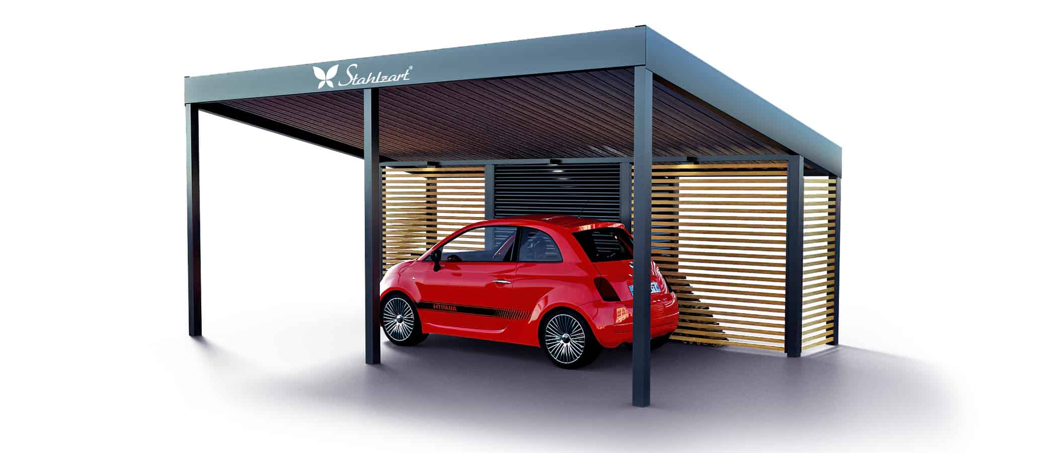 solar-carport-mit-schraegdach-solar-carports-e-fahrzeuge-pv-anlage-solarcarport-strom-solaranalge-carportdach-e-auto-fiat-500e-holz-metall-stahl-mit-schuppen-modern-design-stahlzart