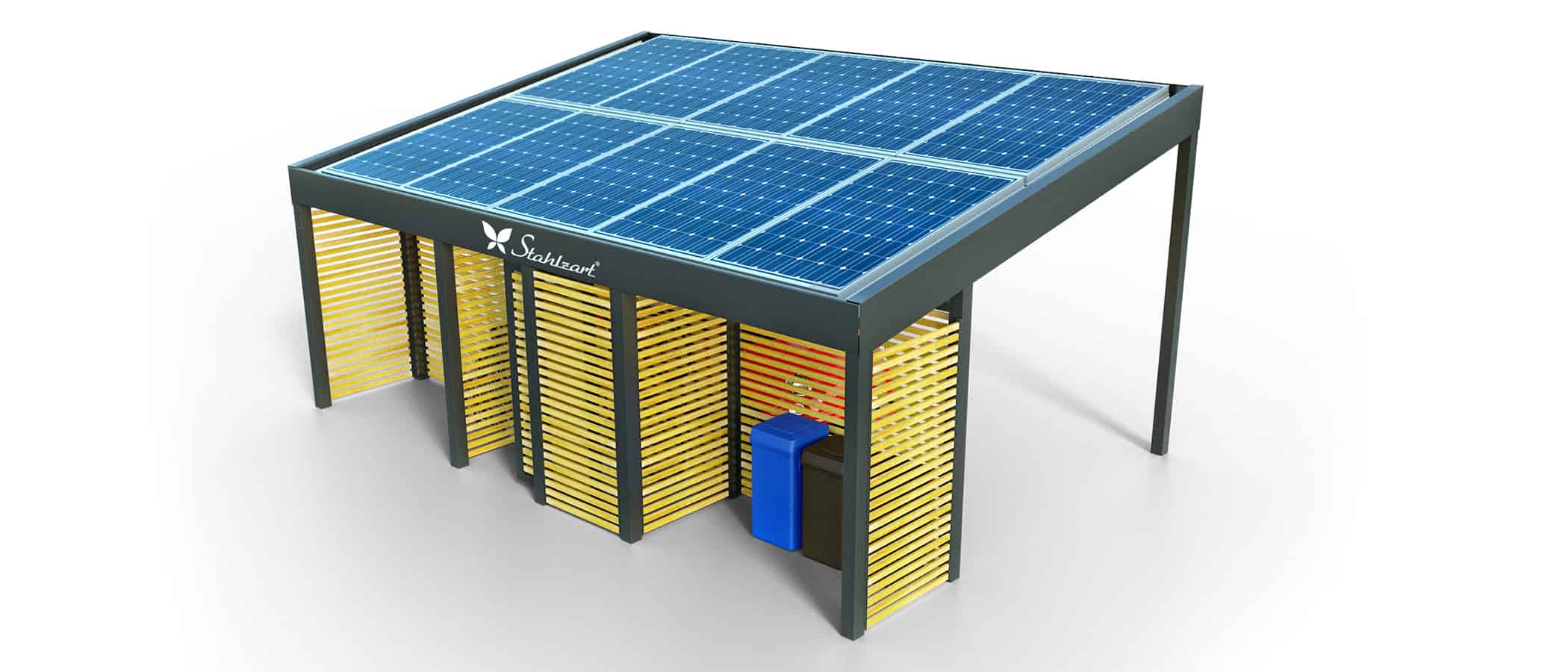 solar-carport-mit-schraegdach-solar-carports-e-fahrzeuge-pv-anlage-solarcarport-strom-solaranalge-carportdach-holz-metall-mit-schuppen-muelltonnen-modern-stahlzart