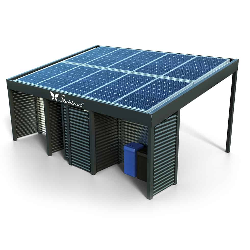 solar-carport-mit-schraegdach-solar-carports-e-fahrzeuge-pv-anlage-solarcarport-strom-solaranalge-e-auto-doppelcarport-metall-stahl-mit-schuppen-muelltonnen-design-stahlzart
