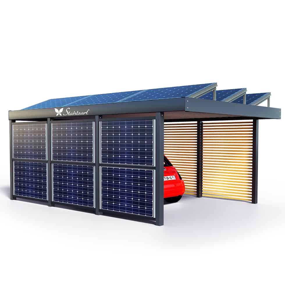 Solar Carport von Stahlzart. Modern Design (2+ E Autos)