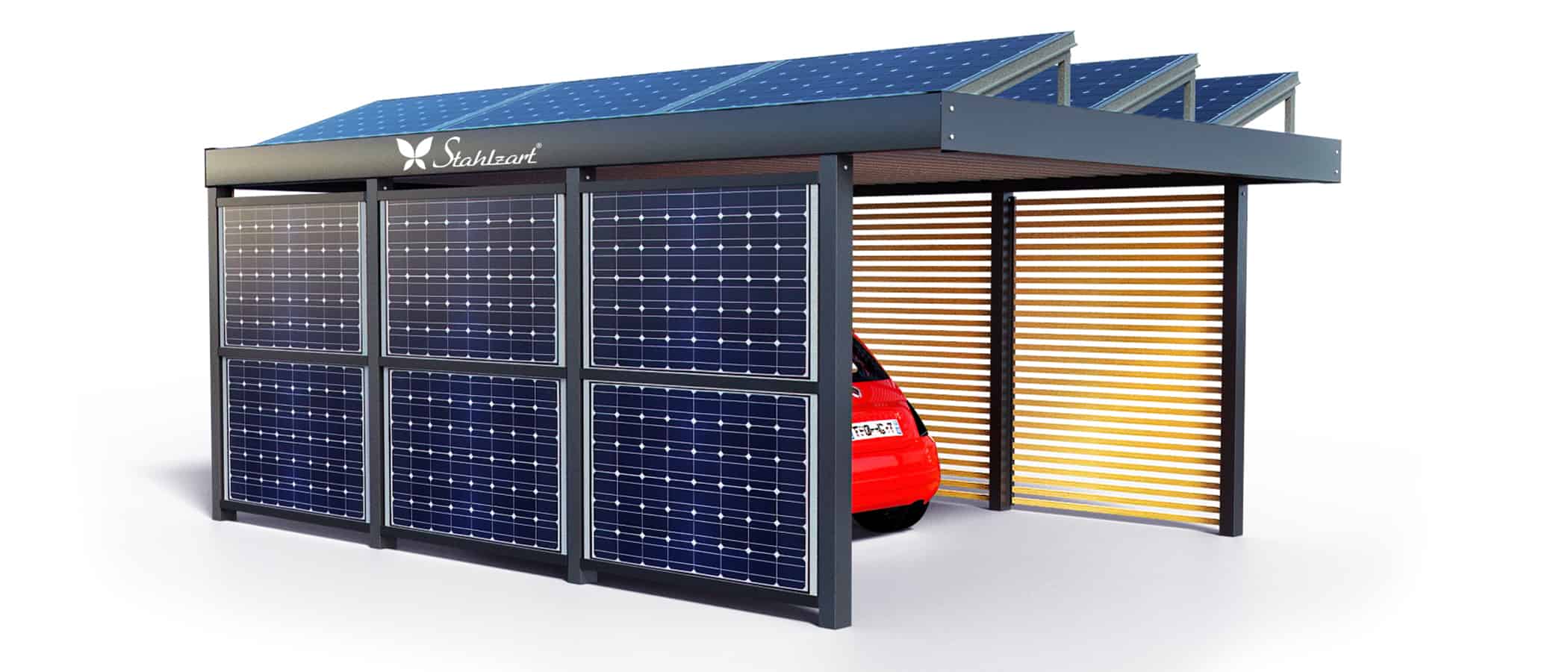 Solar Carport von Stahlzart. Modern Design (2+ E Autos)