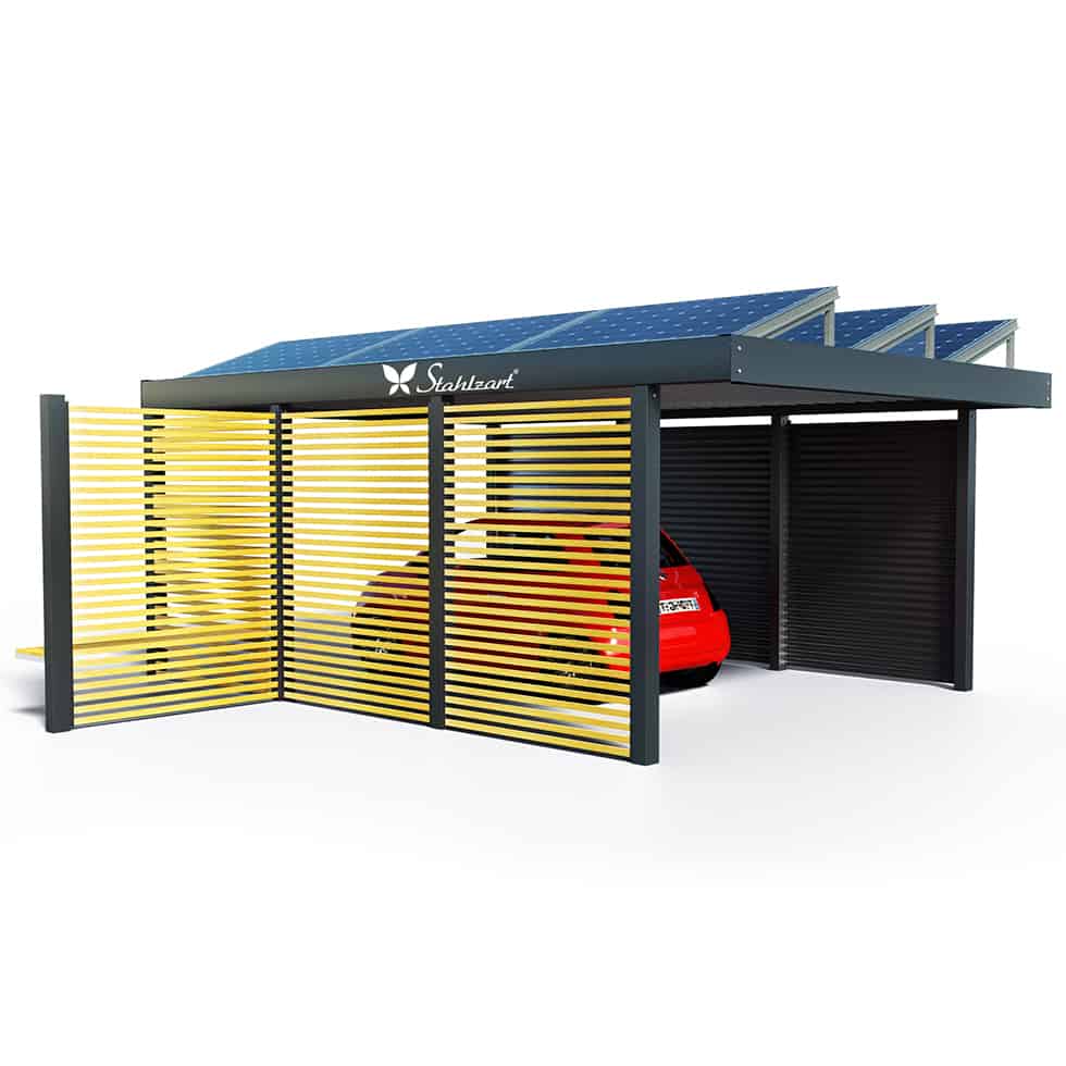 solar-carport-mit-flachdach-carports-pv-anlage-solaranlage-photovoltaik-garagen-garagendach-solarcarport-installation-solarmodulen-solarcarports-dach-e-auto-fiat-holz-modern-sitzecke-stahlzart