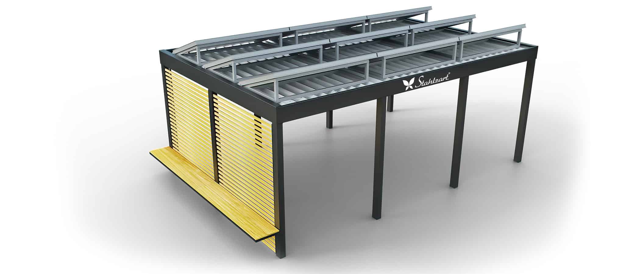 solar-carport-mit-flachdach-carports-pv-anlage-solaranlage-photovoltaik-garagen-garagendach-solarcarport-installation-solarmodulen-solarcarports-flaechen-e-auto-holz-laerche-wand-sitzbank-stahlzart