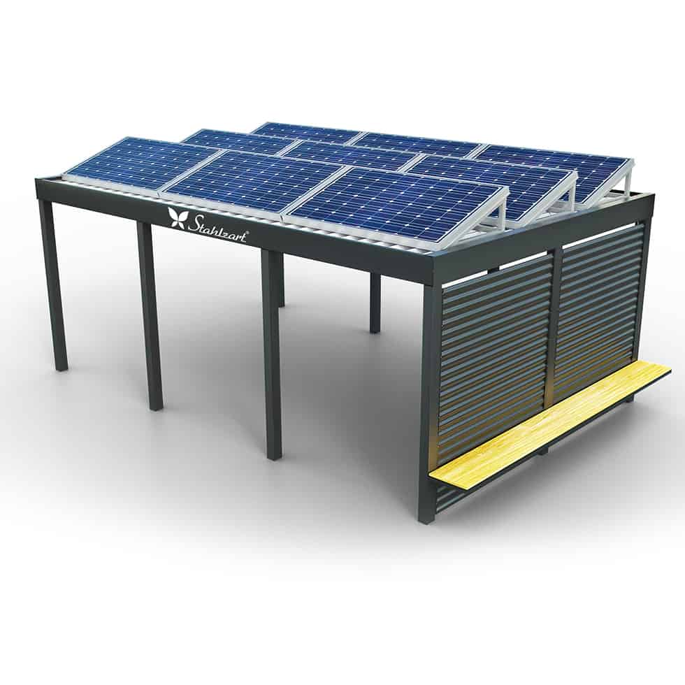 solar-carport-mit-flachdach-carports-pv-anlage-solaranlage-photovoltaik-garagen-garagendach-solarcarport-installation-solarmodulen-solarcarports-flaechen-e-auto-sitzbank-blech-verkleidung-stahlzart