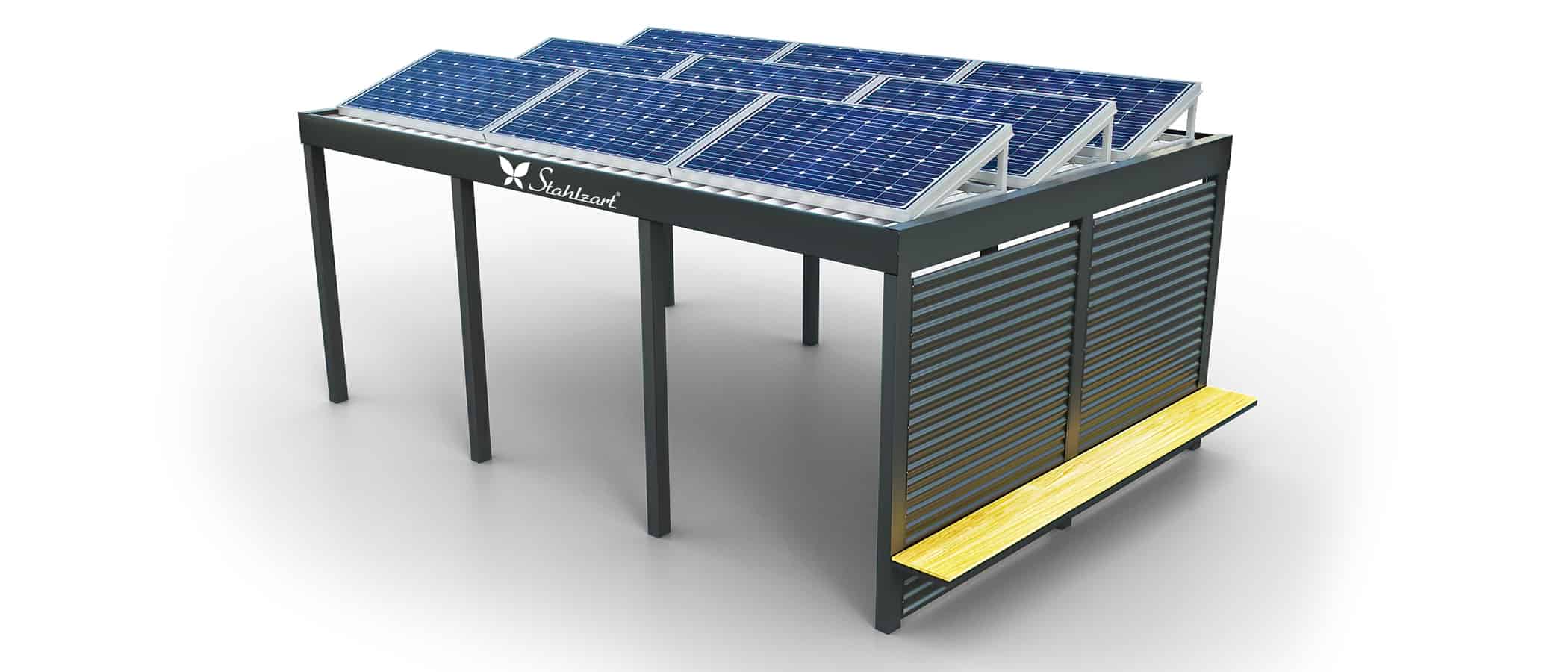 solar-carport-mit-flachdach-carports-pv-anlage-solaranlage-photovoltaik-garagen-garagendach-solarcarport-installation-solarmodulen-solarcarports-flaechen-e-auto-sitzbank-blech-wand-stahlzart