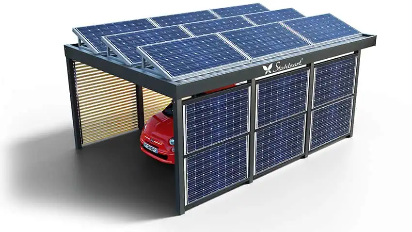 solar-carport-mit-flachdach-metall-bauen-kosten-kaufen-preis-hersteller-holz-stahl-dach-solarcarports-fuer-e-autos-fahrzeuge-ladestation-modern-design-stahlzart