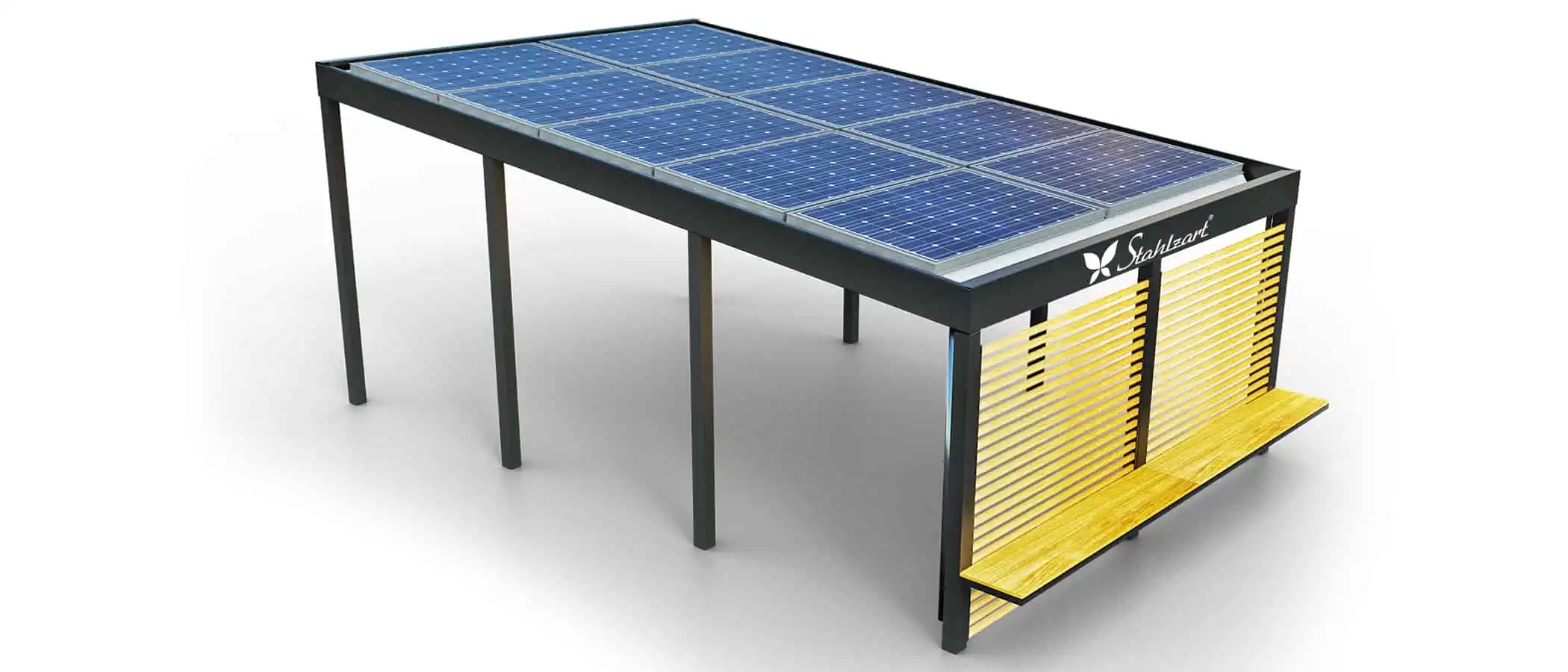 solar-carport-mit-pultdach-carports-solarcarport-pultdach-carportdach-design-strom-angebot-photovoltaikanlage-module-solardach-metall-stahl-holz-laerche-seitenwand-mit-bank-design-stahlzart
