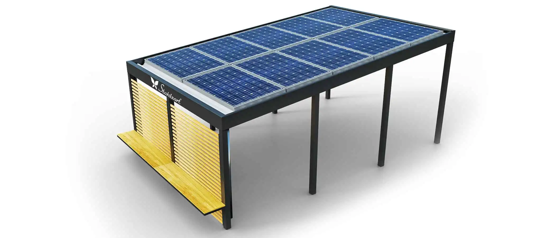 solar-carport-mit-pultdach-carports-solarcarport-pultdach-carportdach-design-strom-angebot-photovoltaikanlage-module-solardach-metall-stahl-holz-laerche-seitenwand-mit-bank-modern-stahlzart
