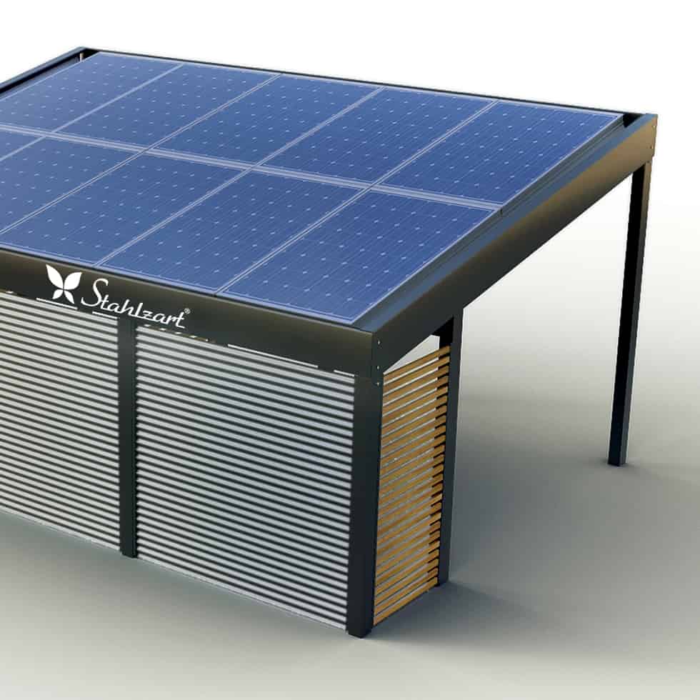 stahlzart-solar-carport-carports-e-fahrzeuge-solaranlage-strom-solarcarport-e-auto-kosten-30-jahre-carportdach-photovoltaik-module-schraegdach-stahlblech-seitenwand-vorteile-fragen-holz-metall-design