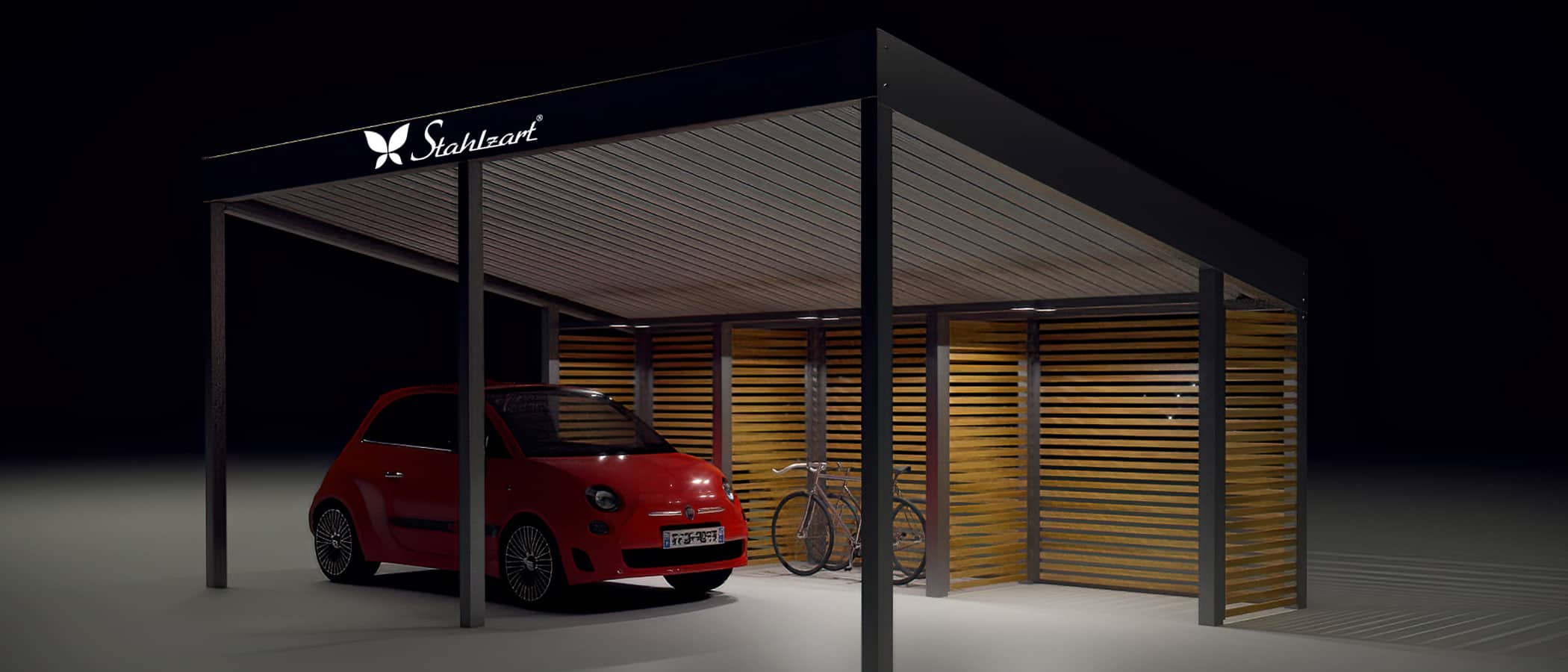 stahlzart-solar-carport-carports-e-fahrzeuge-solaranlage-strom-solarcarport-e-auto-kosten-30-jahre-carportdach-photovoltaik-ueberdachung-fahrraeder-fiat-500-vorteile-fragen-holz-metall-stahl-neubau