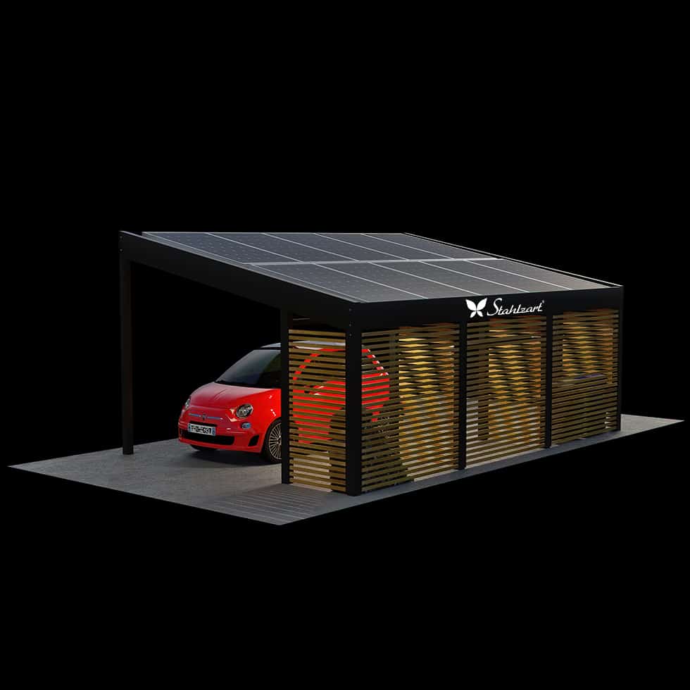 stahlzart-solar-carport-carports-e-fahrzeuge-solaranlage-strom-solarcarport-e-auto-kosten-30-jahre-carportdach-photovoltaik-ueberdachung-mueltonnen-brennholzlager-vorteile-fragen-holz-metall-design