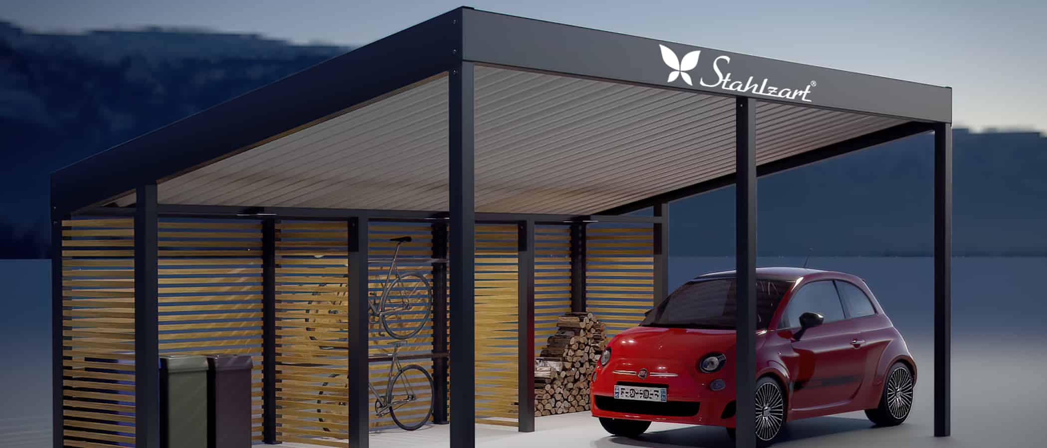 stahlzart-solar-carport-carports-e-fahrzeuge-solaranlage-strom-solarcarport-e-auto-kosten-30-jahre-dach-photovoltaik-schraegdach-muelltonnen-fahrraeder-vorteile-fragen-holz-metall-stahl-neubau