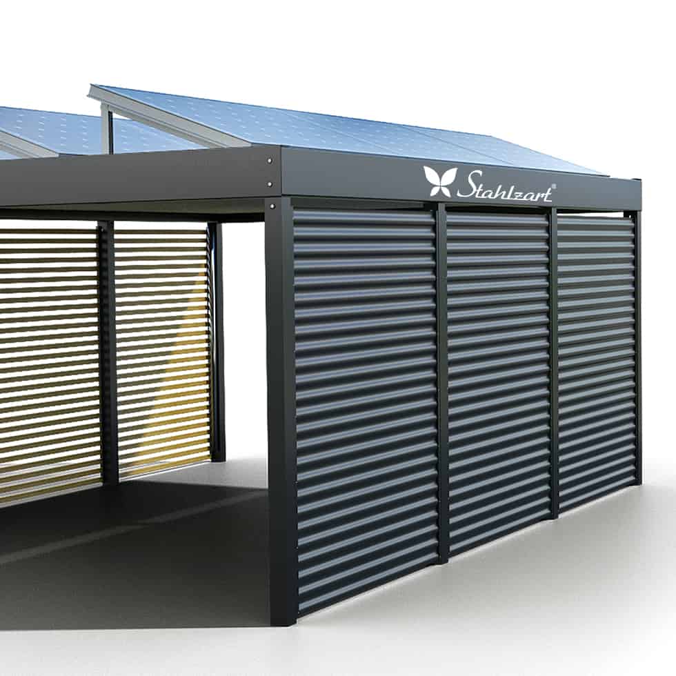 stahlzart-solar-carport-carports-e-fahrzeuge-solaranlage-strom-solarcarport-e-auto-kosten-30-jahre-flachdach-photovoltaik-solarmodule-vorteile-fragen-metall-stahl-holz-halb-offen-freistehend-design