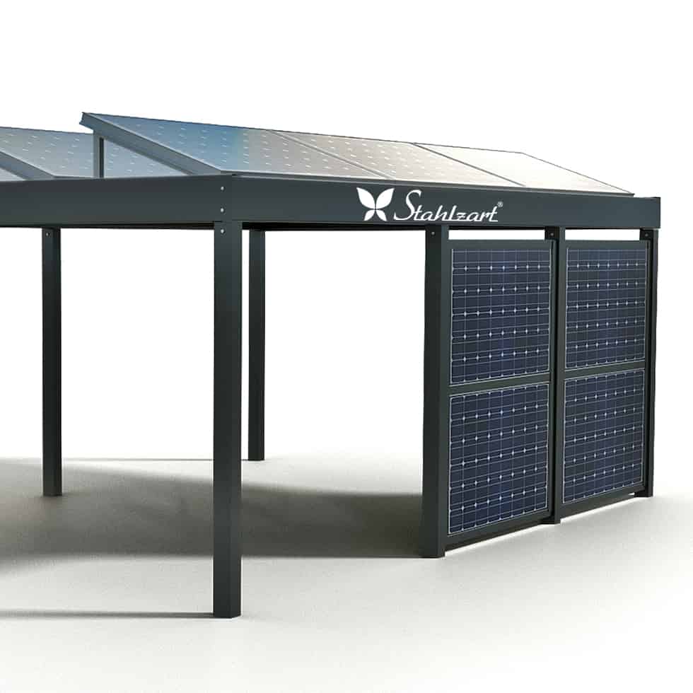stahlzart-solar-carport-carports-e-fahrzeuge-solaranlage-strom-solarcarport-e-auto-kosten-30-jahre-flachdach-photovoltaik-solarmodule-vorteile-fragen-metall-stahl-offen-freistehend-mit-pv-wand-design