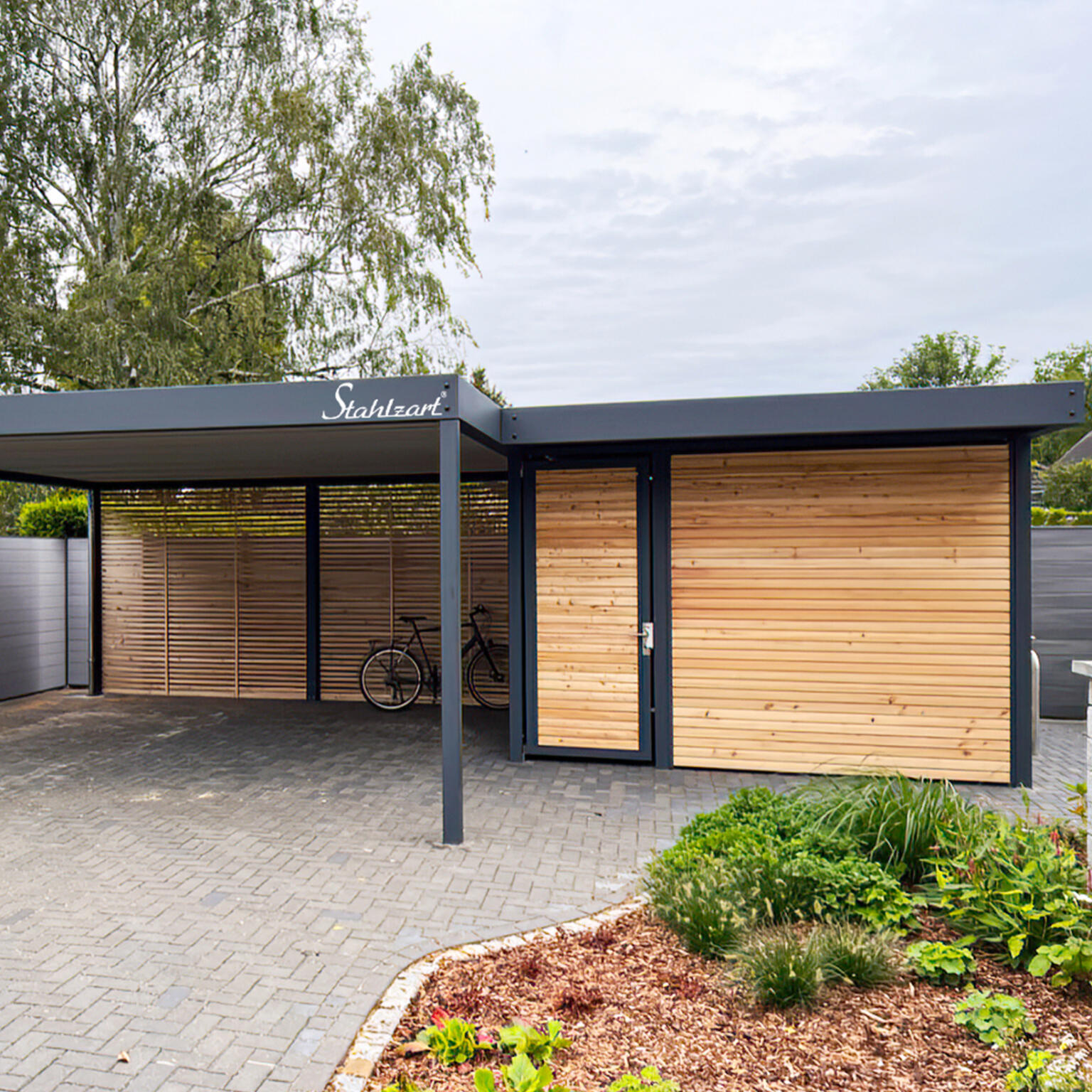Holz Carport Mit Schuppen