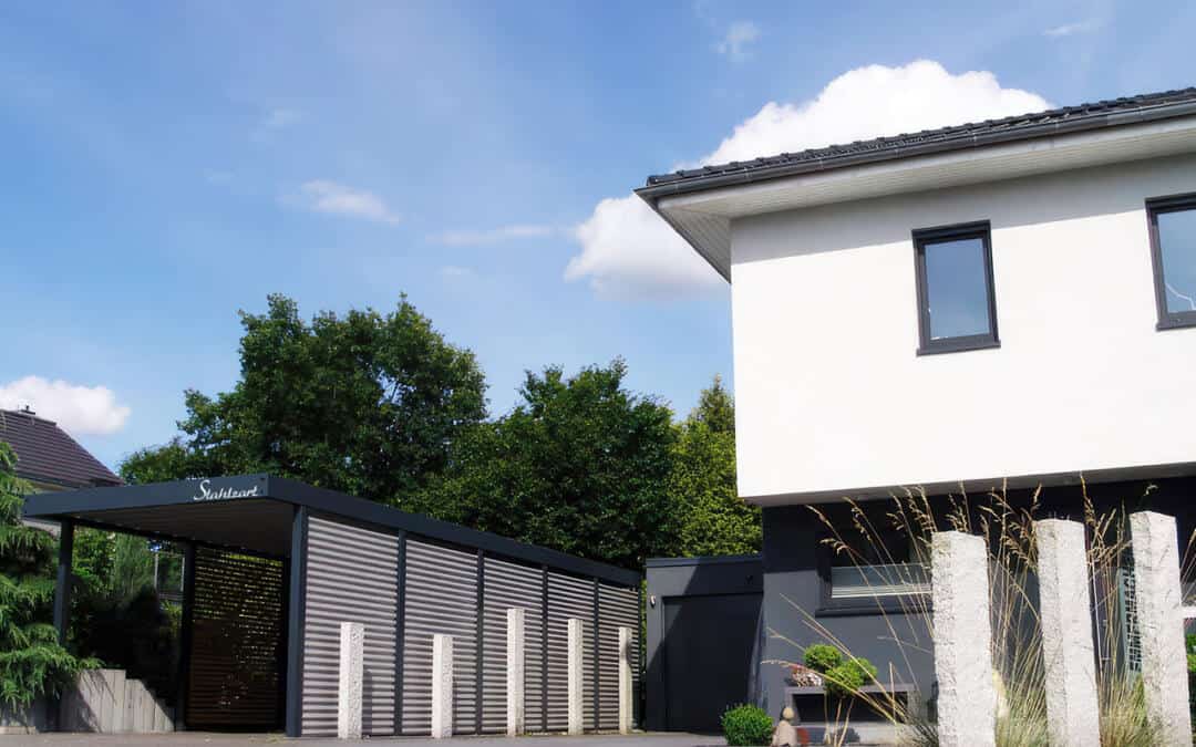 Einzelcarport Metall mit Geräteraum – Köln