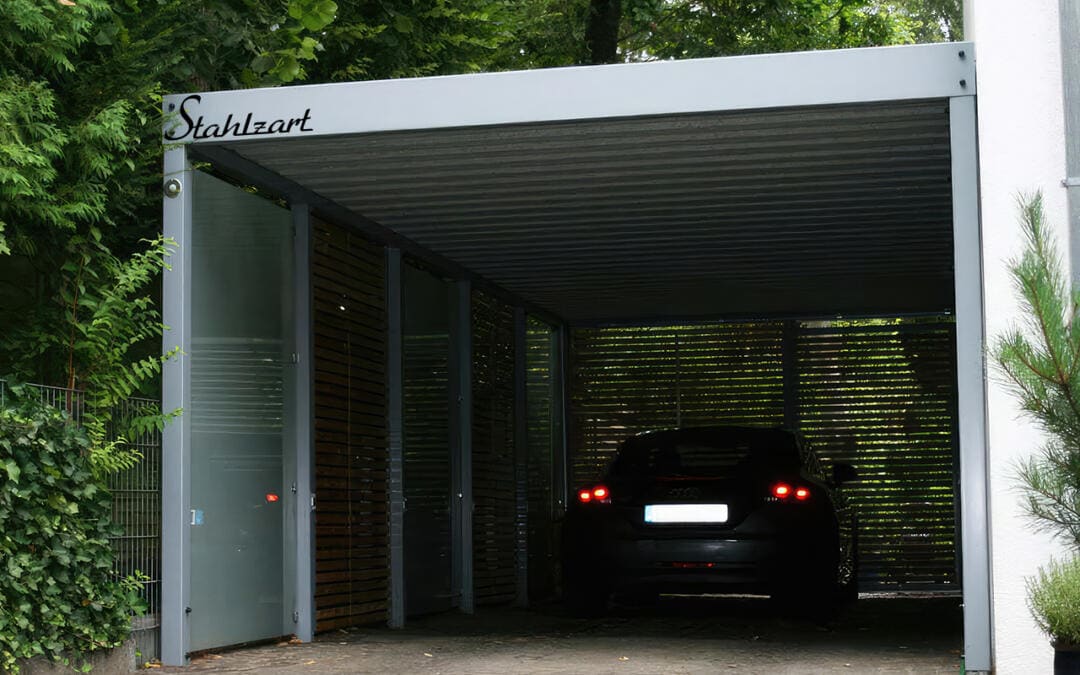 Metallcarport mit LED Integration & Wänden – Ingolstadt