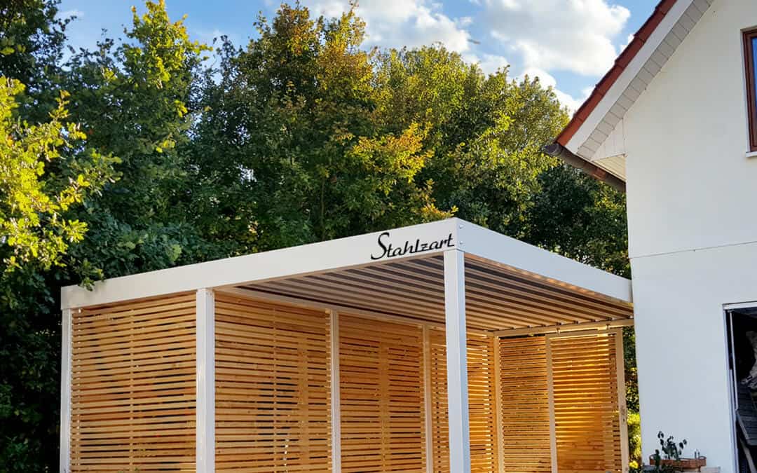 Stahlcarport Weiß mit Abstellraum – Augsburg