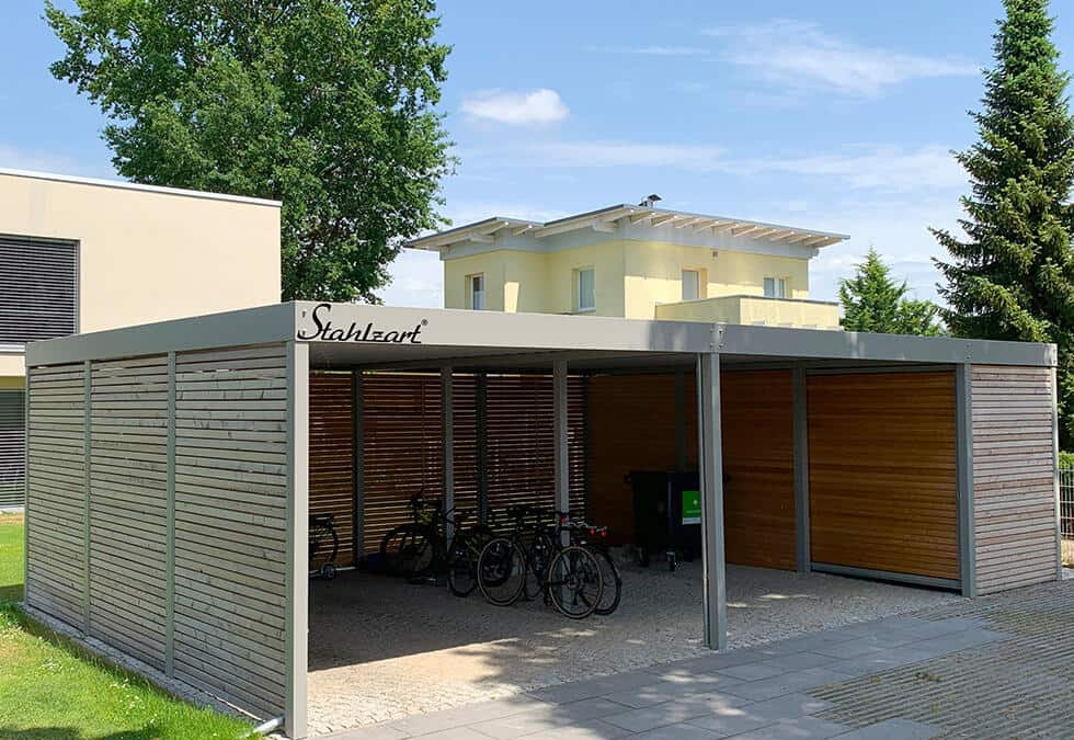 Doppelcarport mit Geräteraum Grau – Bayern