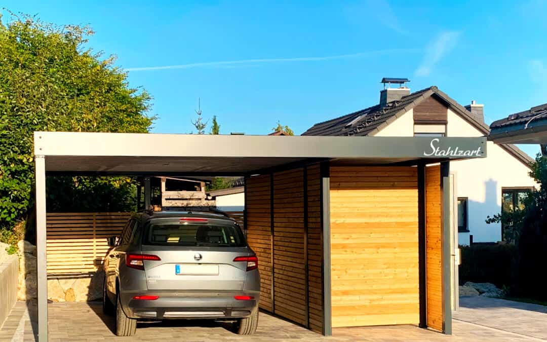 Einzelcarport mit Abstellraum & Mülltonnenüberdachung – Werdau