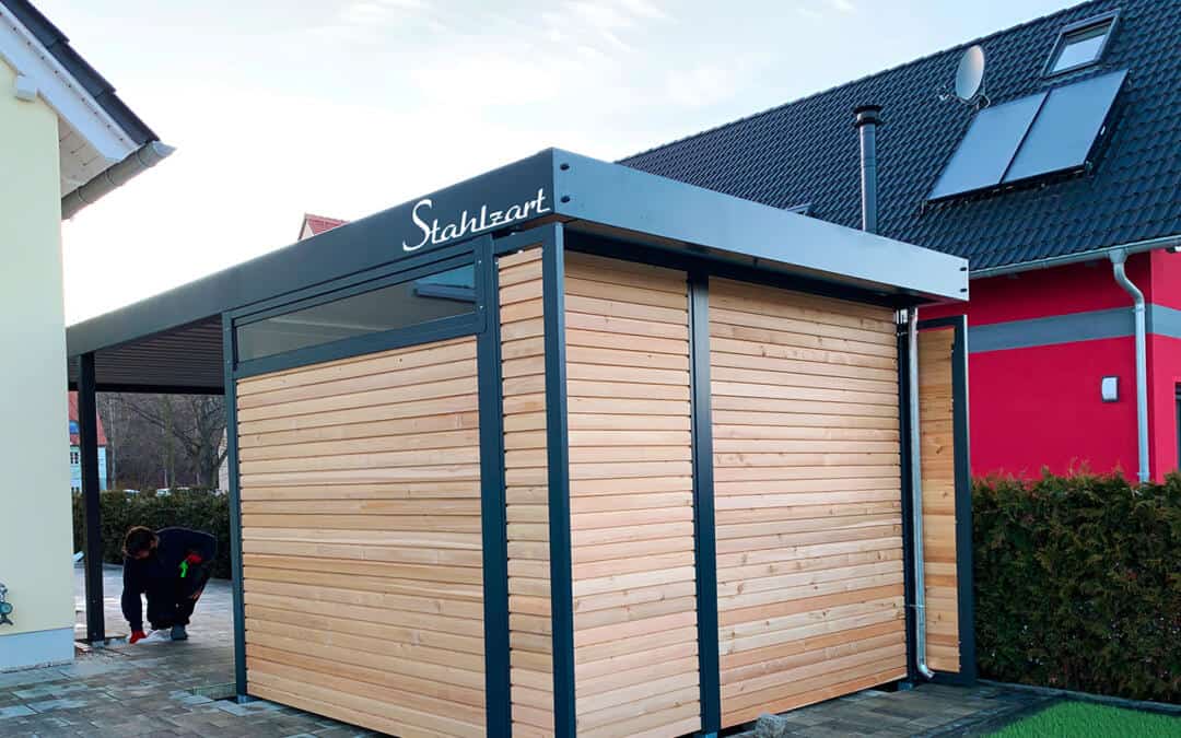Einzelcarport mit Geräteraum & Brennholzlager – Lichtenstein-Sachsen